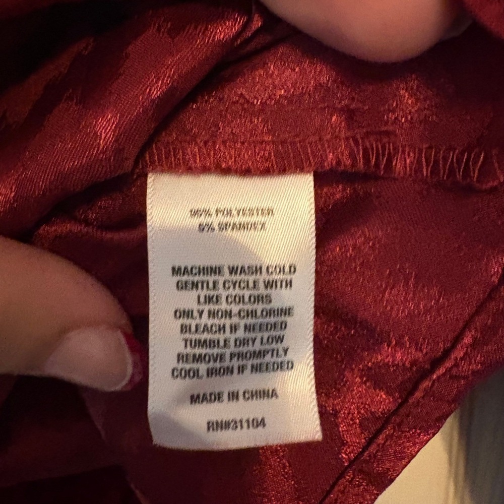 NWT True Craft Leopard Burnout Blouse XL Square Neck Long Sleeve Maroon Top Work - Picture 6 of 7